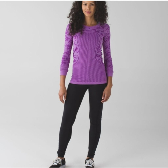 LULULEMON Swiftly Tech Long Sleeve Crew Fleur Tee Size 12 Purple Violet - Picture 3 of 6